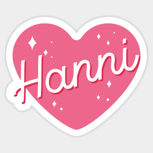 Newjeans new jeans Hanni name typography pink heart tokki bunny | Morcaworks Sticker